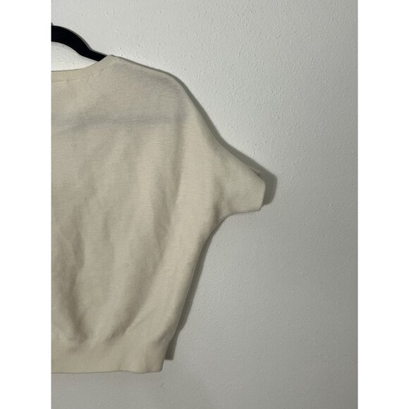 The Reset R Label Sweater Size Medium Ivory Knit 100% Wool Dolman Sleeve - Picture 9 of 14